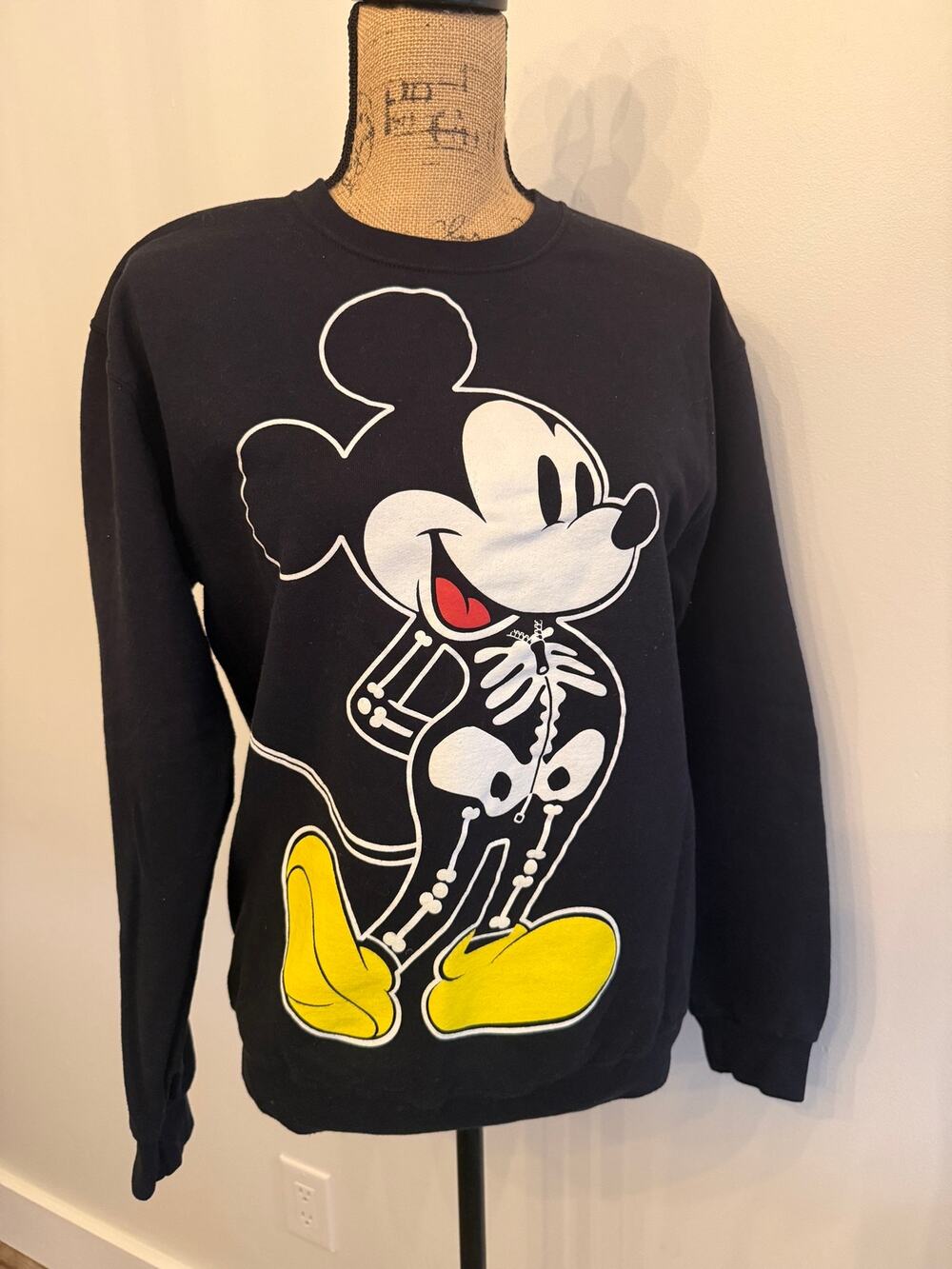Disney Mickey Mouse Skeleton Sweatshirt Women’s Halloween Size XS
